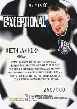 1999-00 E-X - E-Xceptional Green #5XC Keith Van Horn Back