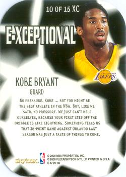 1999-00 E-X - E-Xceptional Red #10XC Kobe Bryant Back