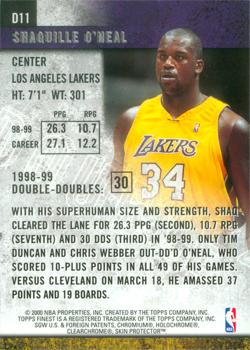 1999-00 Finest - Double Double #D11 Shaquille O'Neal Back
