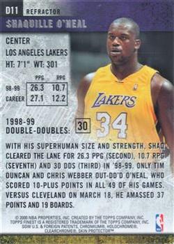 1999-00 Finest - Double Double Refractors #D11 Shaquille O'Neal Back