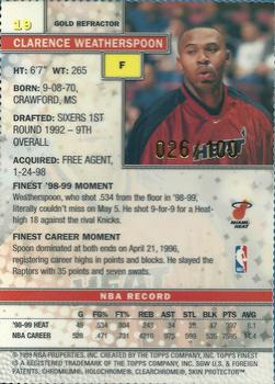 1999-00 Finest - Gold Refractors #19 Clarence Weatherspoon Back