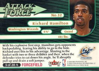1999-00 Fleer Force - Attack Force Forcefield #5A Richard Hamilton Back