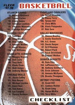 1997-98 Fleer #198 Checklist (Hawks / Bucks) Front