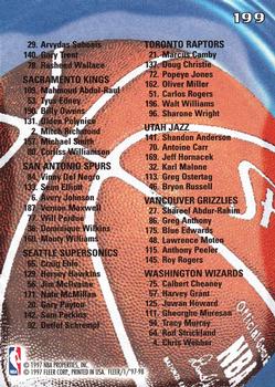 1997-98 Fleer #199 Checklist (Timberwolves / Wizards) Back