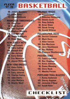1997-98 Fleer #199 Checklist (Timberwolves / Wizards) Front