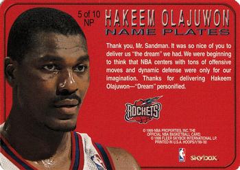 1999-00 Hoops - Name Plates #5NP Hakeem Olajuwon Back