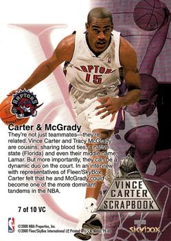 1999-00 Metal - Vince Carter Scrapbook #7 VC Vince Carter / Tracy McGrady Back