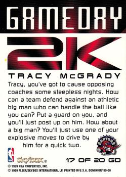 1999-00 SkyBox Dominion - Game Day 2K #17 GD Tracy McGrady Back