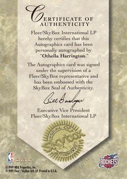 1999-00 SkyBox Premium - Autographics #NNO Othella Harrington Back