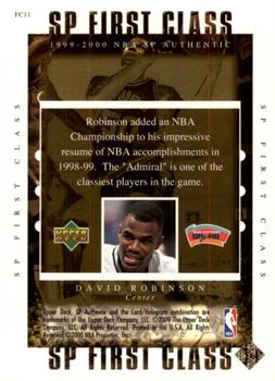 1999-00 SP Authentic - First Class #FC11 David Robinson Back