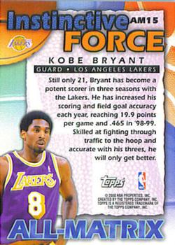 1999-00 Topps - All-Matrix #AM15 Kobe Bryant Back