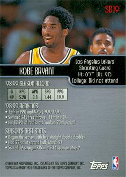 1999-00 Topps - Season's Best #SB19 Kobe Bryant Back