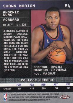 1999-00 Topps Chrome - Keepers #K4 Shawn Marion Back