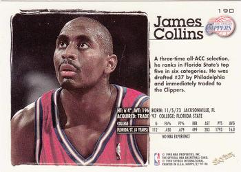1997-98 Hoops #190 James Collins Back