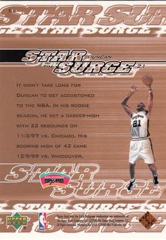 1999-00 Upper Deck - Star Surge #S6 Tim Duncan Back