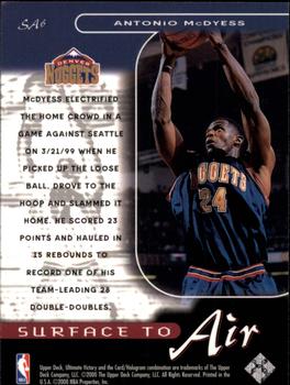 1999-00 Upper Deck Ultimate Victory - Surface to Air #SA6 Antonio McDyess Back