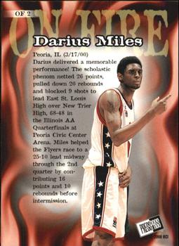 2000 Press Pass - On Fire #OF2 Darius Miles Back
