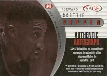 2000 SAGE - Autographs Silver #A41 Scottie Pippen Back