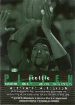 2000 SAGE HIT - Autographs Diamond #A33 Scottie Pippen Back
