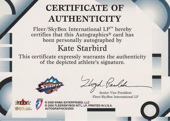 2000 SkyBox Dominion WNBA - Autographics #NNO Kate Starbird Back