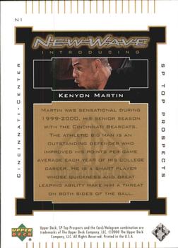 2000 SP Top Prospects - New Wave #N1 Kenyon Martin Back