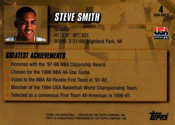 2000 Topps Team USA - Gold #4 Steve Smith Back