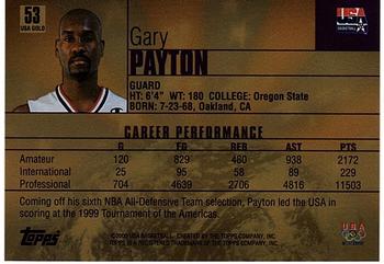 2000 Topps Team USA - Gold #53 Gary Payton Back