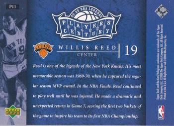 1999-00 Upper Deck Legends - Players of the Century #P11 Willis Reed Back