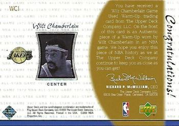 2000 Upper Deck Legends Master Collection - Warm-Ups #WC1 Wilt Chamberlain Back