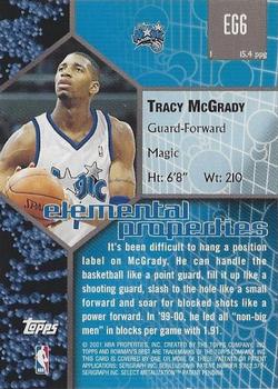 2000-01 Bowman's Best - Elements of the Game #EG6 Tracy McGrady Back