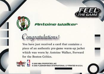 2000-01 Fleer Tradition - Feel the Game #NNO Antoine Walker Back