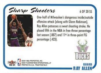 2000-01 Fleer Tradition - Sharpshooters #6 SS Ray Allen Back