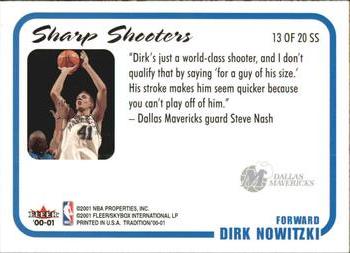 2000-01 Fleer Tradition - Sharpshooters #13 SS Dirk Nowitzki Back