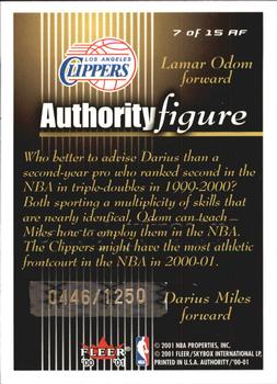 2000-01 Fleer Authority - Authority Figure #7 AF Darius Miles / Lamar Odom Back