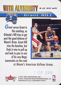 2000-01 Fleer Authority - With Authority 299 #5 WA Grant Hill Back