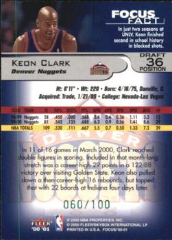 2000-01 Fleer Focus - Draft Position #36 Keon Clark Back