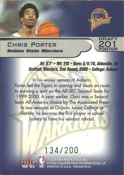2000-01 Fleer Focus - Draft Position #201 Chris Porter Back