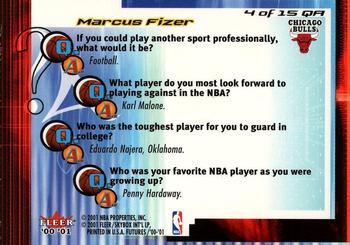 2000-01 Fleer Futures - Question Air #4 QA Marcus Fizer Back