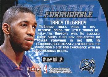 2000-01 Fleer Genuine - Formidable #3 F Tracy McGrady Back