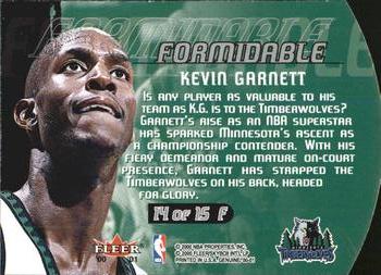 2000-01 Fleer Genuine - Formidable #14 F Kevin Garnett Back