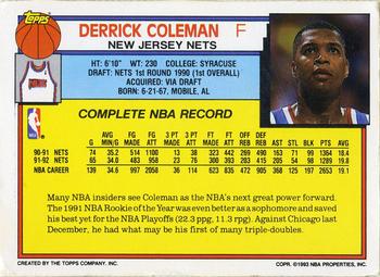 1992-93 Topps - Hoop Magazine Perforated Inserts #NNO Derrick Coleman Back