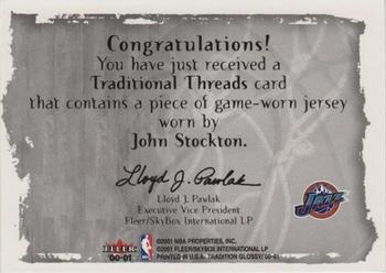 2000-01 Fleer Tradition Glossy - Traditional Threads #NNO John Stockton Back