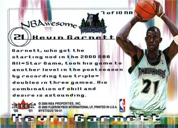 2000-01 Fleer Mystique - NBAwesome #7 NA Kevin Garnett Back