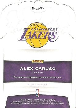 2020-21 Panini Crown Royale - Crown Autographs Red #CA-ACR Alex Caruso Back