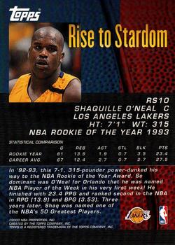 2000-01 Topps - Rise to Stardom #RS10 Shaquille O'Neal Back