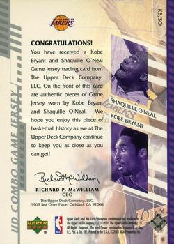 2000-01 Upper Deck - UD Combo Game Jerseys (Series Two) #KB/SO Kobe Bryant / Shaquille O'Neal Back