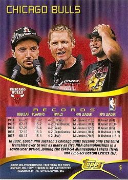 1997-98 Stadium Club #5 Bulls - Team of the 90s Back