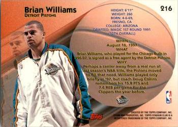 1997-98 Stadium Club #216 Brian Williams Back