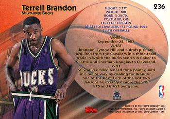 1997-98 Stadium Club #236 Terrell Brandon Back