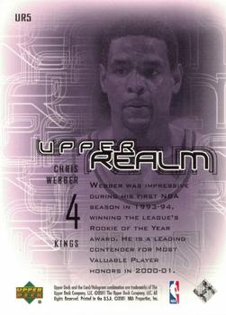 2000-01 Upper Deck Encore - Upper Realm #UR5 Chris Webber Back